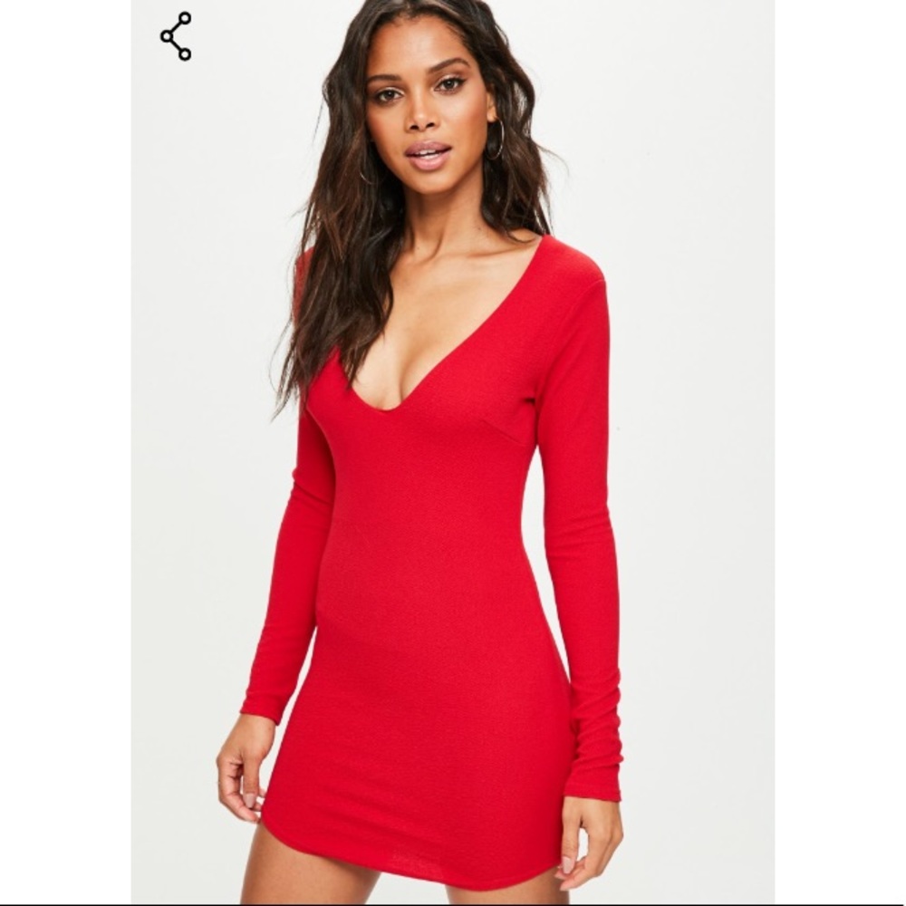 Missguided Red Crepe Bodycon Dress